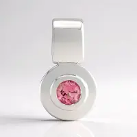 Cavill - Zilveren Hanger - 925 Sterling Zilver met Palladium - Braziliaanse Roze Toermalijn 0,14 ct - Ronde Bezel Zetting - Elegante Unisex Sieraad