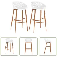 The Living Store Barkruk - Barstooi - Barstoelen 2 st wit - Barstoelen - Lounge Stoel - Eetkamerstoel