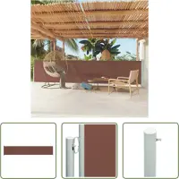 The Living Store Zijscherm - Bruin - 117 x (0 - 600) cm - UV- en scheurbestendig