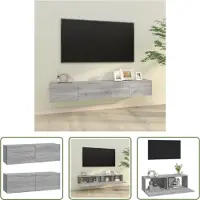 The Living Store Wandgemonteerd Tv-meubel - Klassiek - Tv-meubel - 100 x 30 x 30 cm - Kleur- grijs sonoma eiken -