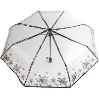 VHV -Transparante Paraplu met Bloemenprint - Opvouwbare Bubble Paraplu voor Dames en Meisjes - Stijlvolle Bloemrijke Regenparaplu voor Wandelingen Fotoshoots en Feestjes