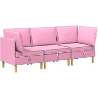 vidaXL Modulaire bankset met opslag 3 st Roze Stof