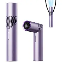 Snq Draagbare handventilator met turbine, 3-in-1 functie - Oplaadbare mini-ventilator - Tot 12 uur batterijduur - Digitaal display - Geschikt voor buiten op reis op het strand en op kantoor - Paars