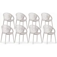 DS4U - Stijn tuinstoel - Set van 8 - Beige - Kunststof - Stapelbaar