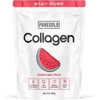Pure Gold Collagen Rundercollageen Poeder – 300g – 25 Porties – 4 Types Collageen met Vitamine C, A, Zink & Selenium – Watermeloen
