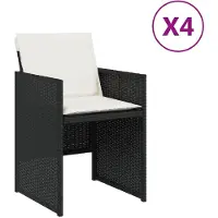 vidaXL Tuinstoelen 4 st met kussens poly rattan zwart