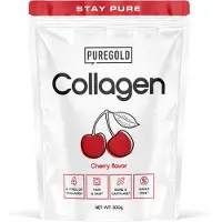 Pure Gold Collagen Rundercollageen Poeder – 300g – Kers – 25 Porties – 4 Types Collageen met Vitamine C, A, Zink & Selenium