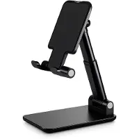 FSW-Products Verstelbare Telefoonhouder Bureau – Opvouwbare Smartphone Standaard – In Hoogte en Hoek Verstelbaar – Geschikt voor iPhone en Android – Zwart -
