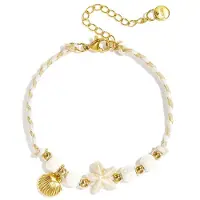 Yehwang Armband met kralen van touwmotief, zeester en schelp Beige