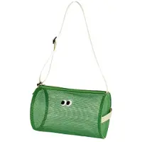 VHV -Cilindrische Make-up Tas met Draagband - Mesh Toilettas voor Gym en Strand - Sneldrogende Reis Organizer voor Toiletartikelen - Nylon Toilettas-groente