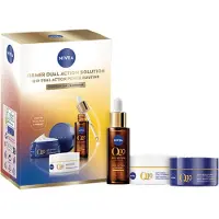 Nivea Q10 Firmer Dual Action Solution Trial Geschenkset voor Vrouwen - Cadeaupakket Verjaardag Vrouw - Anti-Rimpel Skincare Routine - Serum, Dagcrème & Nachtcrème