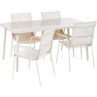 Beliani CARAVINO - Tuinset 4-zits - Lichtbeige - Mesh/Staal/Glas