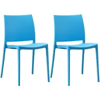 CLP Meton Set van 2 Tuinstoelen - Stapelbaar - Onderhoudsvriendelijk - Weerbestendig - blauw