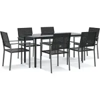 vidaXL 7-delige Tuinset poly rattan en staal