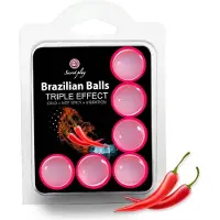 Secret Play Brazilian Balls - Massageolie - Triple Effect - 6 stuks