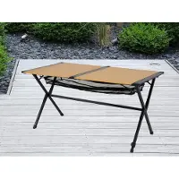 OEM Campingtafel, dienblad, bamboelook, roltafel, 140 x 80 x 70 cm, verstelbare poten, weerbestendig, draagtas