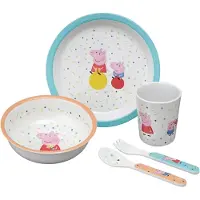 Petit Jour Paris Serviesset - Melamine - 5 Onderdelen - Peppa Pi - - OneSize - Serviesset