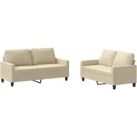 vidaXL 2-delige Loungeset met kussens stof crèmekleurig