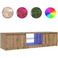 vidaXL Tv-meubel met LED 140x40x36 cm bewerkt hout artisanaal eiken