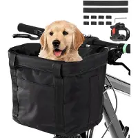 TIM. TIM Fietsmand Hond – Hondenmand Fiets Opvouwbaar – Fietsmand Hond Voorop Eenvoudig te Installeren – Fietstas Hond Waterdicht – Stuurtas – Zwart – 30cm x 20cm x 25cm