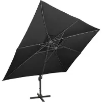 vidaXL Zwevende parasol met dubbele bovenkant zwart 400x300 cm