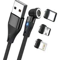RealPower 439628 Magnetic cable 3 Amp,20cm,schwarz mit Adaptern