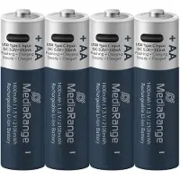 MediaRange oplaadbare USB-C Li-Ion batterijen, Mignon AA I 1.5VI 1.400mAh, 4-pack