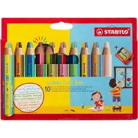 Stabilo woody 3 in 1 duo - Multi Talent Kleurpotloden - Etui Met 10 Kleuren & Puntenslijper