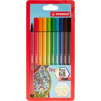 Stabilo Pen 68 Viltstift 1 mm Medium Kleurenassortiment 10 Stuks