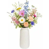 Home & Styling bloemenvaas Delphi - wit - keramiek - 13 x 29 cm - decoratie vaas