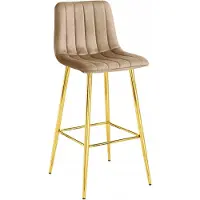 Leobert Barkruk POZZA - Bruin Fluweel - Gouden Metalen Poten - Luxe Barkruk met Rugleuning