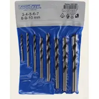 Tooltech Houtborenset 3 t/m 10 mm – 8 Delige Borenset – Houtboren in Plastic Etui -