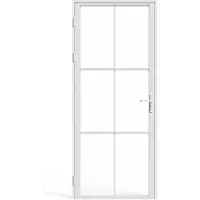 Vente-unique Omkeerbare deurblok in aluminium en gehard glas - H204 x B83 cm - Wit - SEROTO