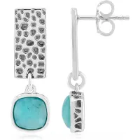 Cavill - Turkooiskleurige Amazoniet Oorbellen 925 Sterling Zilver - 7mm Cabochon Edelsteen 2,52 ct - Antieke Stijl - Comfortabele Steeksluiting