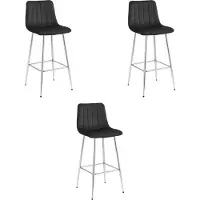 Leobert Hoker POZZA, zwart velours, chromen poten, set van 3 stuks, geschikt voor bar of keuken