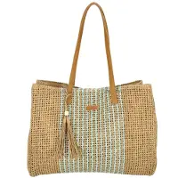 Enrico Benetti Rieten Strandtas Capri Licht Blauw