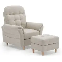 COMHOMA - Relaxstoel met Ligfunctie - Chenille met Hocker en 4-stand Rug - Beige