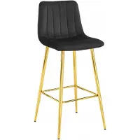 Hobby Hall Set van 4 Barkrukken POZZA - Zwart Fluweel - Gouden Metalen Poten - Moderne Barkruk met Rugleuning