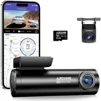 AZDome Dashcam M300S (GPS-ontvanger, Bluetooth, Ingebouwd display, Batterij, Ingebouwde microfoon, 4K), Dashcams, Zwart