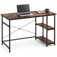 Lina Bureau - Computertafel - Bureautafel - Computerbureau - Bruin – 120x60 cm – 2 Lades – Houtlook en Metaal