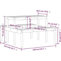 vidaXL Picknicktafel 110x134x75 cm massief grenenhout wit