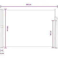 vidaXL Uittrekbaar Zijscherm 300 x 140 cm Polyester Rechthoekig Grijs