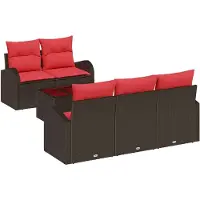 vidaXL Tuinbank Set 6 st 5-Aantal zitplaatsen Beige en Rood