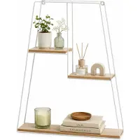 Home & Styling Wandplank / wandrekje Decohome - naturel/wit - 3 niveaus - 40 x 10 x 50 cm - Foto plank
