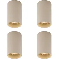 QAZQA Set van 4 moderne beige opbouwspots GU10 50mm rond - Tuba