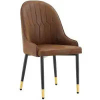 MODFU - Eetkamerstoelen Set Van 2 - Ergonomisch - Bliksemvormige Rugleuning - Modern - Keuken Of Café - Stof En Metaal - Bruin Zwart