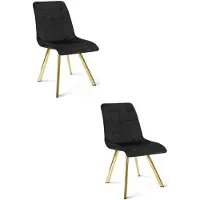 Hobby Hall CIEZA Eetkamerstoelen – Set van 2 – Zwart Velvet – Zwarte Metalen Poten – Comfortabele Ergonomische Zitting – Modern Design – Velvet Stoel voor Woonkamer, Keuken en Eetkamer – Max. 110 kg per Stoel