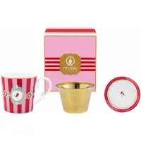 Pip studio Theeset Home Tea For One Love Birds Medallion Stripes Red-Pink