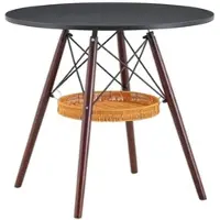 STILVORA Eettafel - Ronde Tafel Met Opbergmand - Voor Kleine Eethoek En Balkon - Massief Hout En MDF - 80 Cm - Zwart