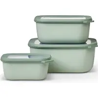 Mepal Meal prep bakje - Magnetronschaal - Cirqula rechthoekig 3-delige set (750+1500+3000) - Nordic sage